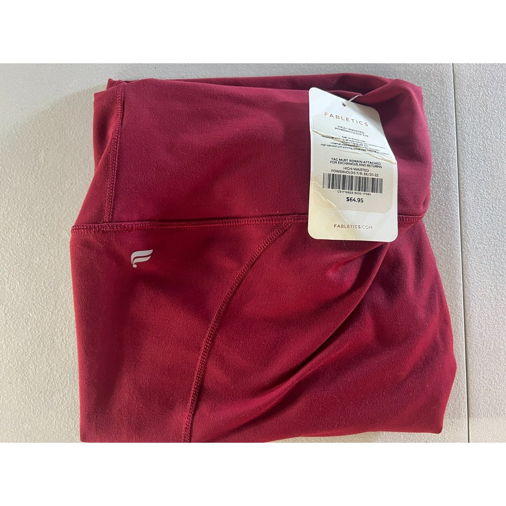 Fabletics NEW Women 3X PowerHold High Waisted 7/8 Legging Red Maroon 38x23